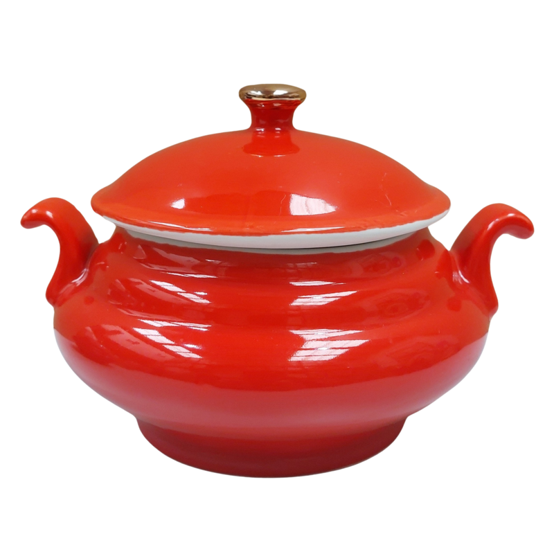 Sopera Porcelana JImagua 12 x 17,5 cm (Rojo con dorado) 7 in